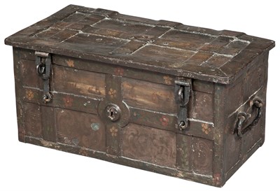 Lot 143 - German Wrought-Iron Strongbox 17th Century Of...