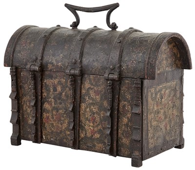Lot 104 - German Polychrome-Painted lron Coffer Early...