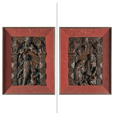 Lot 112 - Pair of Flemish Carved Oak Panels 17th Century...