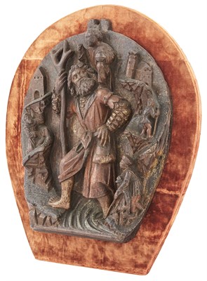 Lot 101 - North European Polychrome-Painted Oak Panel of...