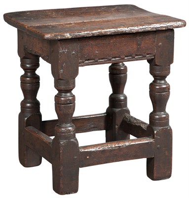 Lot 186 - English Elm and Oak Joined Stool 17th century...