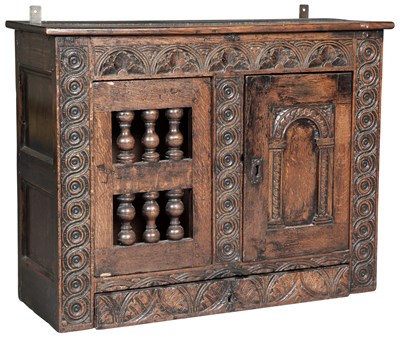 Lot 146 - English Oak Joined Mural Ventilated Livery...