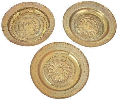 Lot 117 - Three German Brass Alms Dishes 16th/17th...