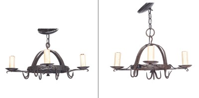 Lot 287 - Two Wrought Iron Four-Light Chandeliers Each...