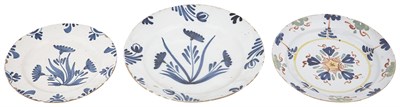 Lot 155 - Group of Three English Delft Plates Lambeth,...