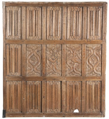 Lot 139 - English Oak Joined Linenfold-Carved Panel 16th...