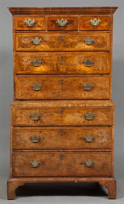 Lot 192 - George II Inlaid Figured Walnut Chest-on-Chest...