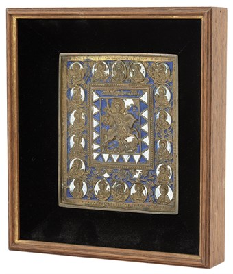 Lot 134 - Russian Enameled Brass Travel Icon of St....