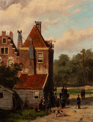 Lot 118 - Dutch School 19th Century Figures in a Village...