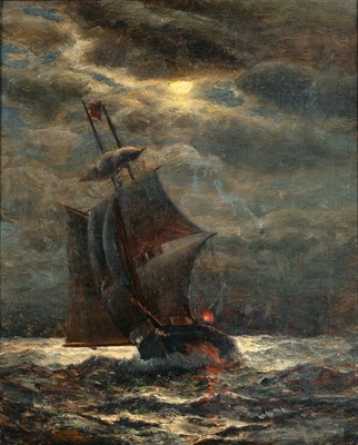 Lot 202 - James Gale Tyler American, 1855-1931 Ship in a...