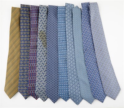 Lot 344 - Hermès, Group of Ten Printed Silk Neckties...