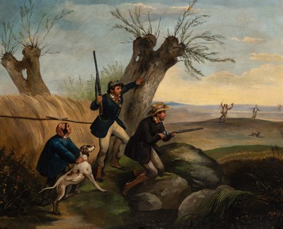 Lot 18 - American School 19th Century Rabbit Hunting...