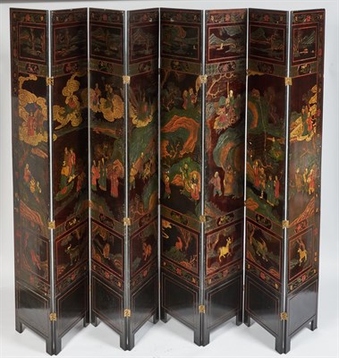 Lot 5 - A Chinese Lacquered Eight-Panel Coromandel...