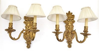 Lot 251 - Pair of Régence Style Gilt-Bronze Two-Light...