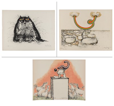 Lot 160 - Ronald Searle (1920-2011) [RAINBOW EYED CAT];...