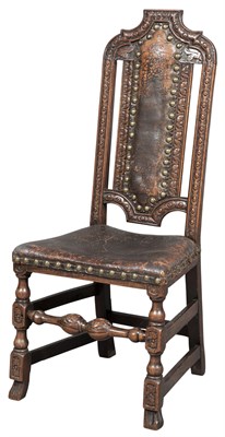 Lot 239 - English Leather-Upholstered Oak Joined Chair...