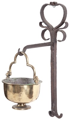 Lot 246 - Brass Bucket; Together with a Hand-Forged Iron...
