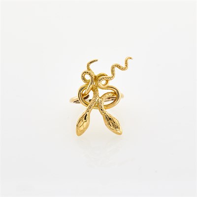 Lot 1099 - Ilias Lalaounis Gold Double Snake Ring