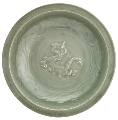Lot 223 - A Chinese Carved and Molded Longquan Celadon...