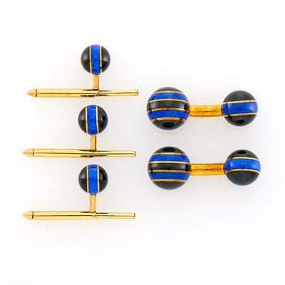 Lot 18 - Gold, Black Jade and Lapis Dress Set