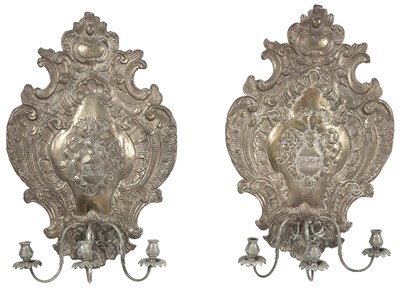 Lot 261 - Pair of Baroque Style Silvered and Gilt-Metal...