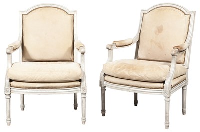 Lot 263 - Pair of Louis XVI Style Leather-Upholstered...