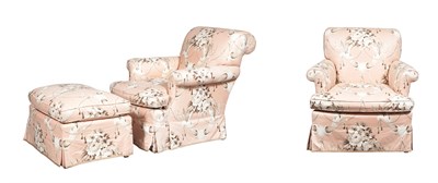 Lot 97 - Pair of Chintz-Upholstered Armchairs Together...