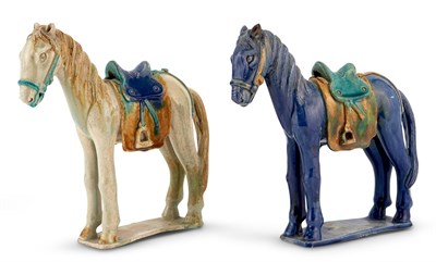 Lot 153 - A Pair of Chinese Glazed Pottery Horses 20th...