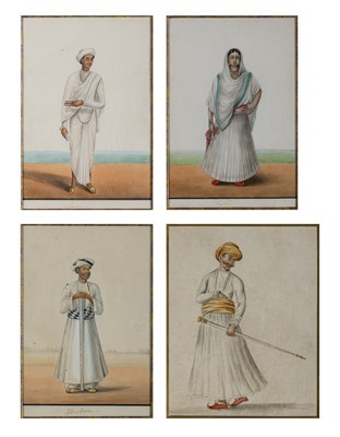Lot 62 - Indian School 19th Century Costume Drawings:...