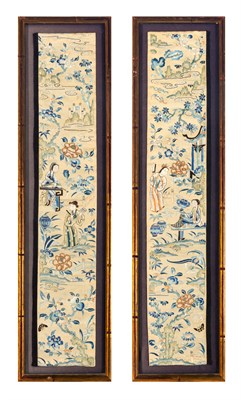 Lot 158 - Two Chinese Embroidered Silk Panels Late Qing...