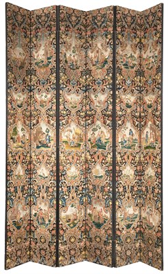 Lot 65 - Flemish Style Needlepoint Six-Fold Screen With...