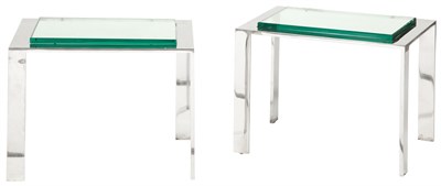 Lot 7 - Pair of Pace Chrome and Glass Low Tables...