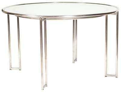 Lot 43 - Iron and Glass Dinner Table and Set of Four...