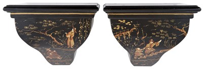 Lot 19 - Pair of Black Painted Chinoiserie Decorated...
