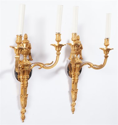 Lot 71 - Pair of Louis XVI Style Gilt-Bronze Two-Light...