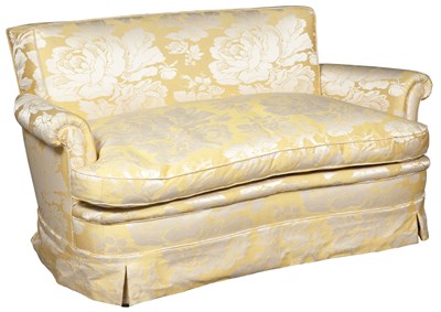 Lot 98 - Yellow Silk Damask Upholstered Love Seat...