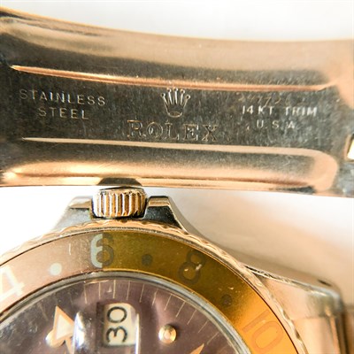Lot 19 - Gentleman's Rolex Stainless Steel and Gold 'GMT-Master Tiger Eye Root Beer' Wristwatch, Ref. 1675