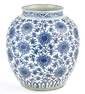 Lot 72 - Chinese Blue and White Porcelain Lotus Jar...