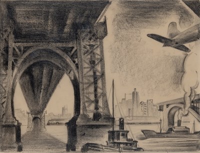 Lot 60 - Louis Lozowick American, 1892-1973 Bridge in...