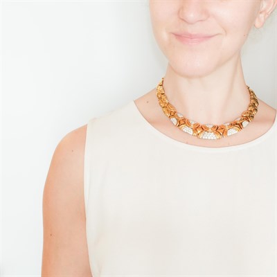 Lot 71 - Two-Color Gold and Diamond Necklace