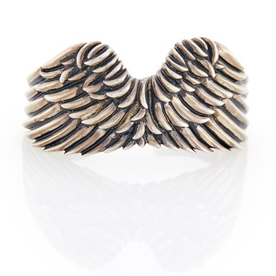 Lot 49 - Faith Ann Kiely Sterling Silver Wings Cuff Bangle Bracelet