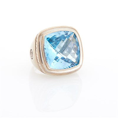 Lot 57 - David Yurman Sterling Silver and Blue Topaz Ring