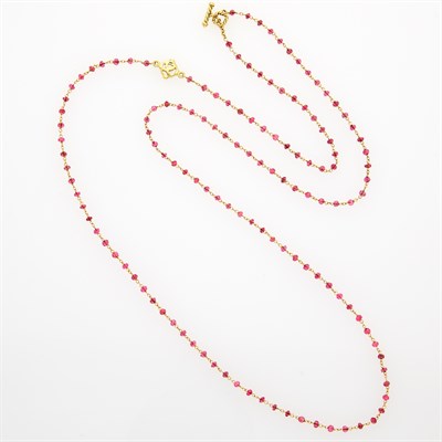 Lot 72 - David Yurman Gold and Ruby Bead Chain Necklace