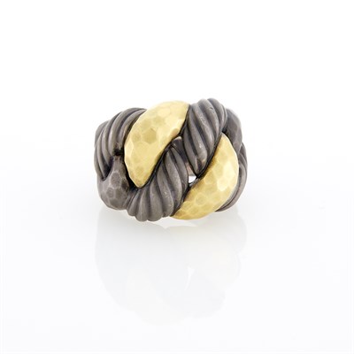 Lot 50 - David Yurman Oxidized Silver and Gold Ring