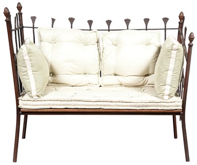 Lot 227 - French Wrought-Iron Garden Bench Composed of...