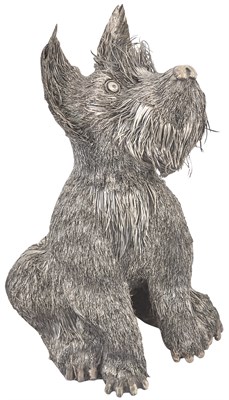 Lot 99 - Italian Silver Figure of a Seated Dog...