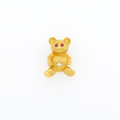 Lot 81 - Gold, Ruby and Diamond Teddy Bear Pin