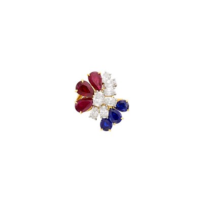 Lot 71 - Gold, Platinum, Sapphire, Ruby and Diamond Ring