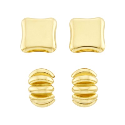 Lot 9 - Angela Cummings Pair of Gold Earclips and Tiffany & Co. Pair of Gold Earclips