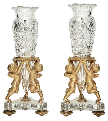 Lot 165 - Pair of Baccarat Gilt-Bronze Mounted Cut Glass...